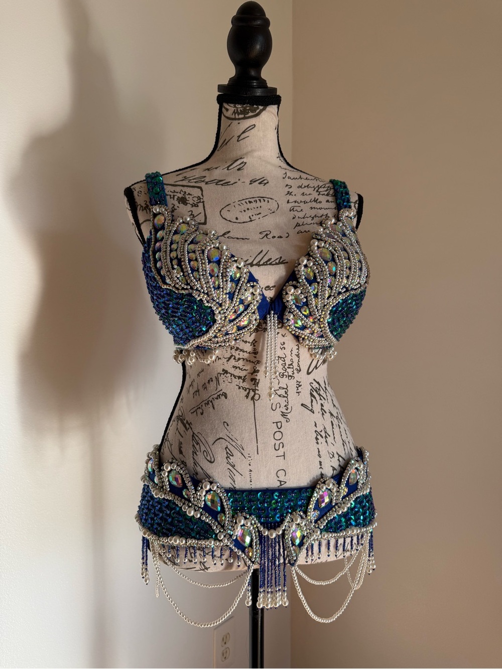 Teal and Blue Beaded Belly Dance Set